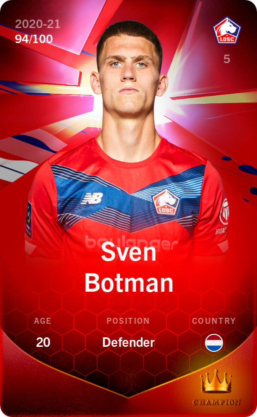 Sorare - Sorare Official - Sven Botman 2020-21 • Rare 94/100 - NFT # 34329698231133254343456662044513278604221404422729629596955451862877718914983