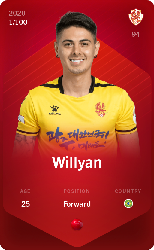 Sorare - Sorare Official - Willyan 2020-21 • Rare 1/100 - NFT # 24061909906650757043721539305401916472681890488275728294328474831388109363010