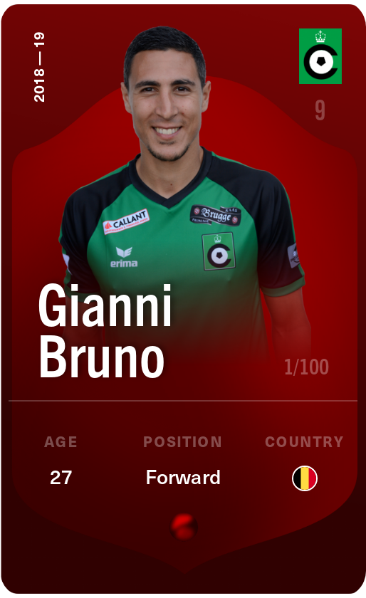 Sorare - Sorare Official - Gianni Bruno 2018-19 • Rare 1/100 - NFT # 30350148901581117112663791863575367058407416683732241857968918946039296564144