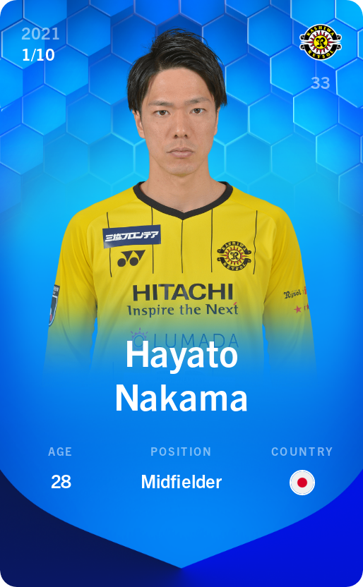 Sorare - Sorare Official - Hayato Nakama 2021-22 • Super Rare 1/10 - NFT # 31238005550320405567594018359347184337652676677913381794117510131876855623327