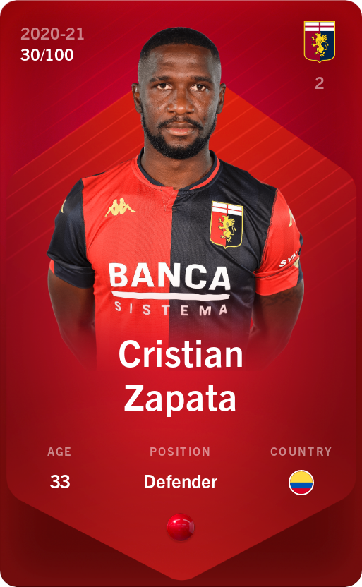 Sorare - Sorare Official - Cristian Zapata 2020-21 • Rare 30/100 - NFT # 66639113944298557274769412308376601454666687194492643737269687937067977766752