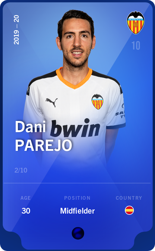 Sorare - Sorare Official - Dani Parejo 2019-20 • Super Rare 2/10 - NFT # 50988123221103600815927428615819846459184759134950391136892203668386242709811