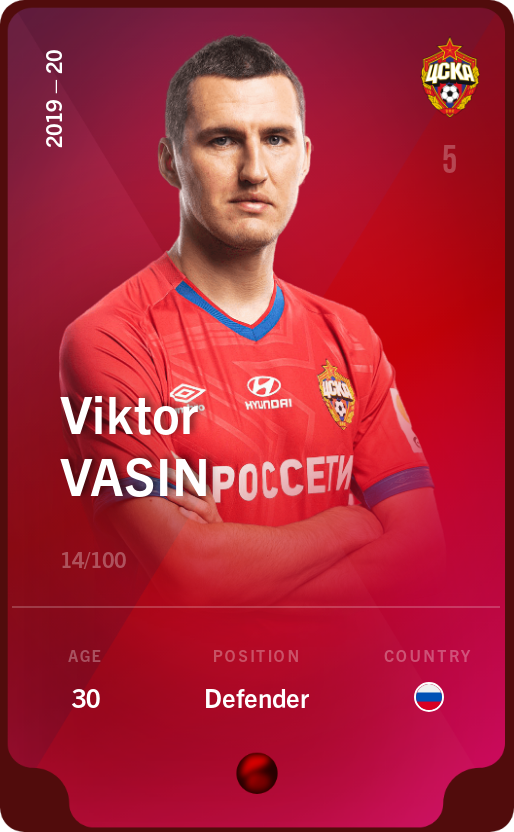 Sorare - Sorare Official - Viktor Vasin 2019-20 • Rare 14/100 - NFT # 88564701290358666538529806846229486060709900071581120268701289140063495542693