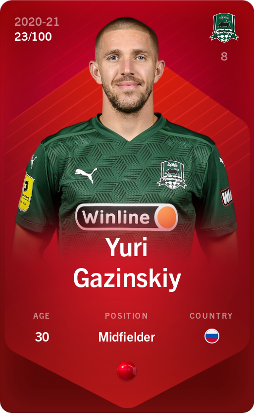 Sorare - Sorare Official - Yuri Gazinskiy 2020-21 • Rare 23/100 - NFT # 91125737105679762649845612940688714950393881212470210800189243211461979193080