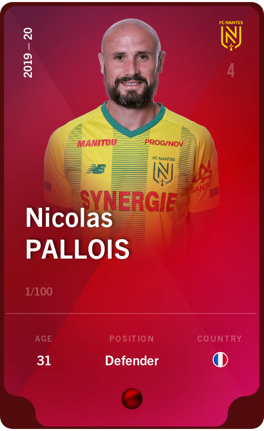 Sorare - Sorare Official - Nicolas Pallois 2019-20 • Rare 1/100 - NFT # 47832235375287696418535996011474532045062710374207234414913395041047516190141