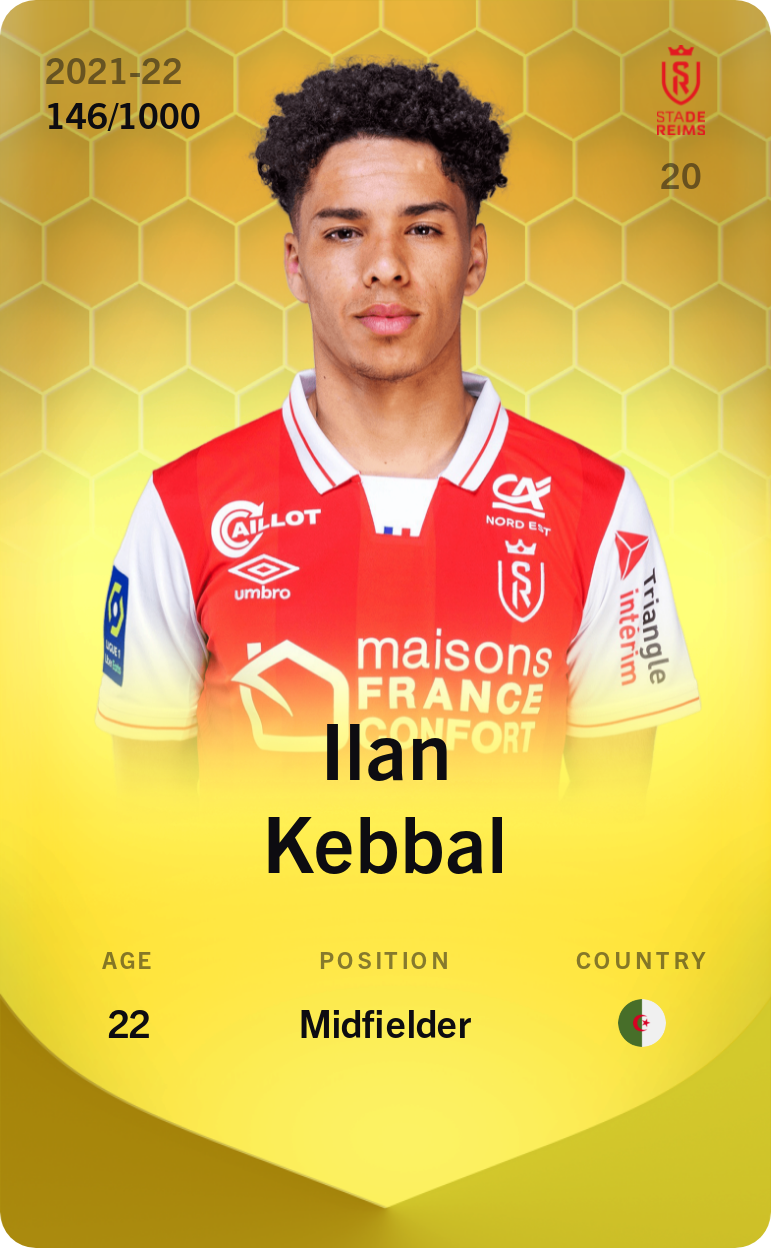 Sorare - Sorare Official - Ilan Kebbal 2021-22 • Limited 146/1000 - NFT # 57570004377209060182062533514848299197593033747134674332294795065103000991319