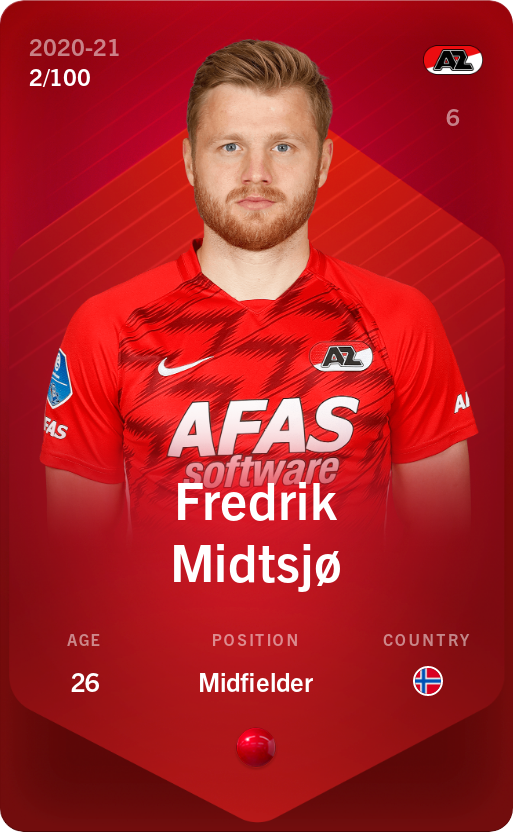 Sorare - Sorare Official - Fredrik Midtsjø 2020-21 • Rare 2/100 - NFT # 44866640698897004030919319135544756710315272656560170859713453217218740439708