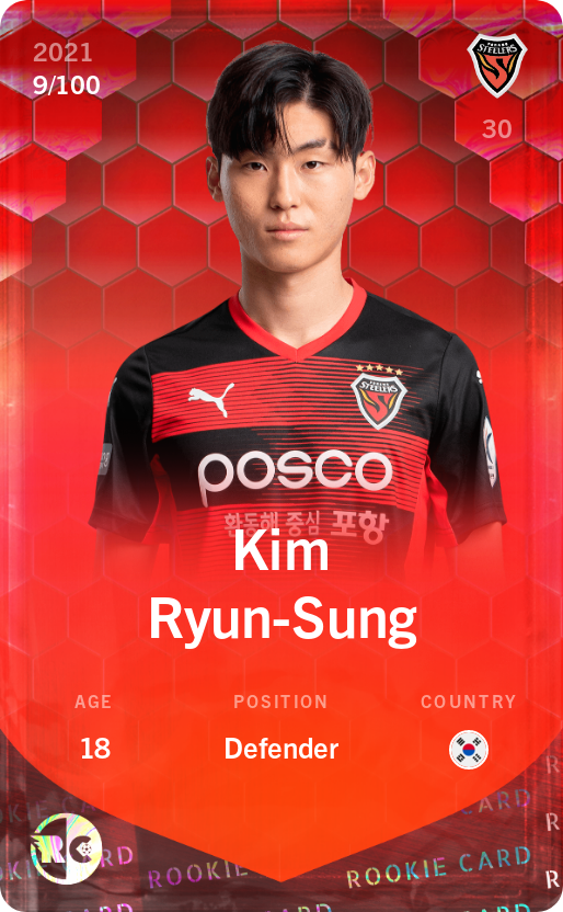 Sorare - Sorare Official - Kim Ryun-Sung 2021-22 • Rare 9/100 - NFT # 102813684651689343484934255929898181208570337719883866762068441469954178764132