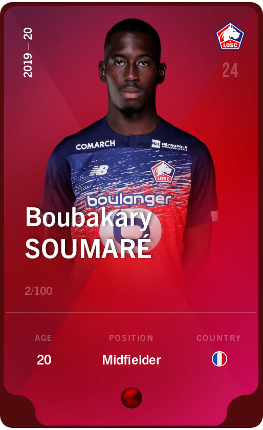 Sorare - Sorare Official - Boubakary Soumaré 2019-20 • Rare 2/100 - NFT # 79777998983571479073972045067064916588746637045423864130209806975724201529954
