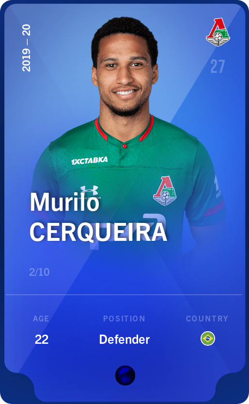 Sorare - Sorare Official - Murilo Cerqueira 2019-20 • Super Rare 2/10 - NFT # 65052725566237634752952298069249978190122062533120728408867903359912435097355