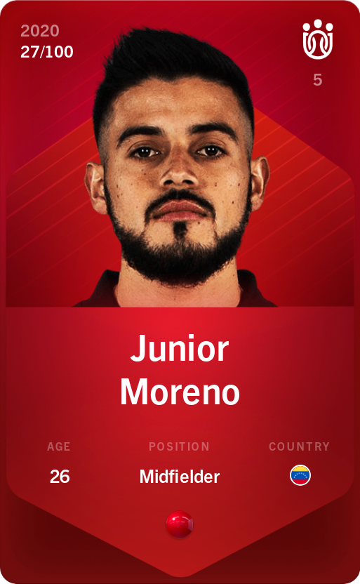 Sorare - Sorare Official - Junior Moreno 2020-21 • Rare 27/100 - NFT # 34907364274302295906528268758027932428345825779502817679267887178124502776168