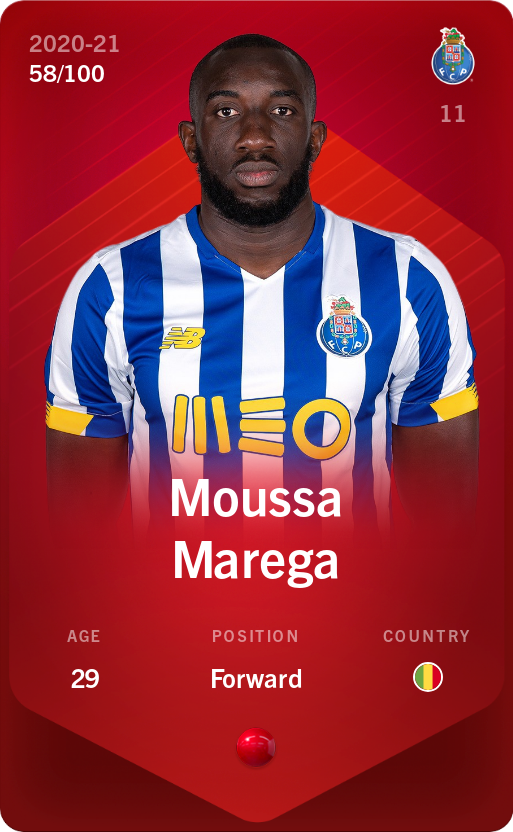 Sorare - Sorare Official - Moussa Marega 2020-21 • Rare 58/100 - NFT # 87996356502338016793995357466132605593727625241894076444242252632670458205676