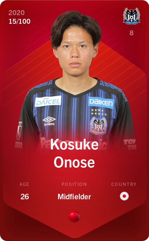 Sorare - Sorare Official - Kosuke Onose 2020-21 • Rare 15/100 - NFT # 114102572152153111949948007659399977343631693765225078161763326231542907059516