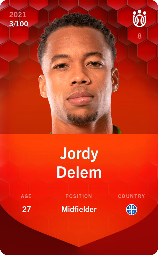 Sorare - Sorare Official - Jordy Delem 2021-22 • Rare 3/100 - NFT # 82300573726694948868446660868666848958386546697009044036059479814543971757542