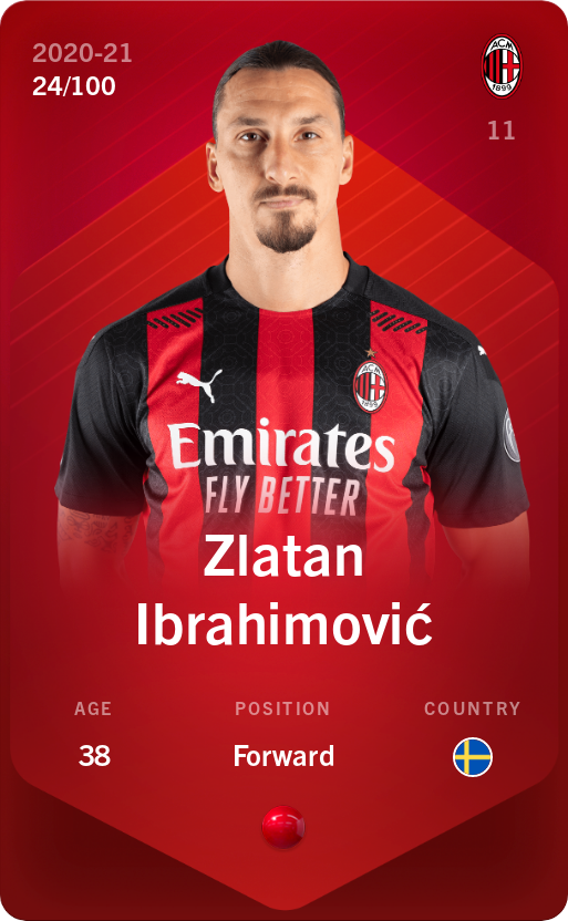 Sorare - Sorare Official - Zlatan Ibrahimović 2020-21 • Rare 24/100 - NFT # 58133801540134597611775936440754263307524779157563644393437280742550060471544