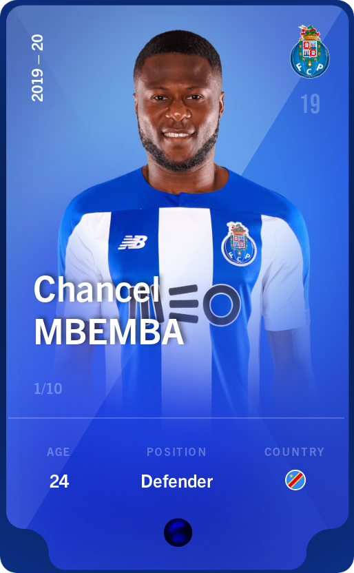 Sorare - Sorare Official - Chancel Mbemba 2019-20 • Super Rare 1/10 - NFT # 14391449369546284277921919646628806299893796084643482986028254930261878606010
