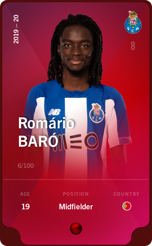 Sorare - Sorare Official - Romário Baró 2019-20 • Rare 6/100 - NFT # 19779559275617556381282611088202058169900500118479625595009953725835131152142
