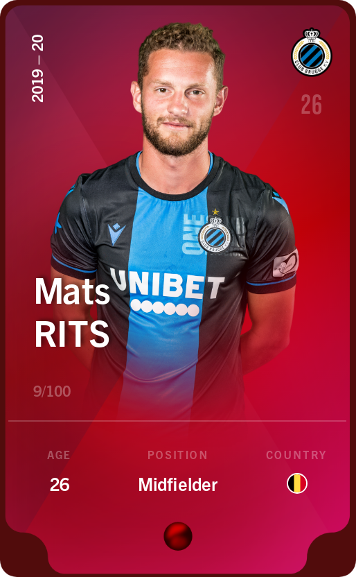 Sorare - Sorare Official - Mats Rits 2019-20 • Rare 9/100 - NFT # 66346442076433226083330345657313943575415165310004904208629324028583909286561