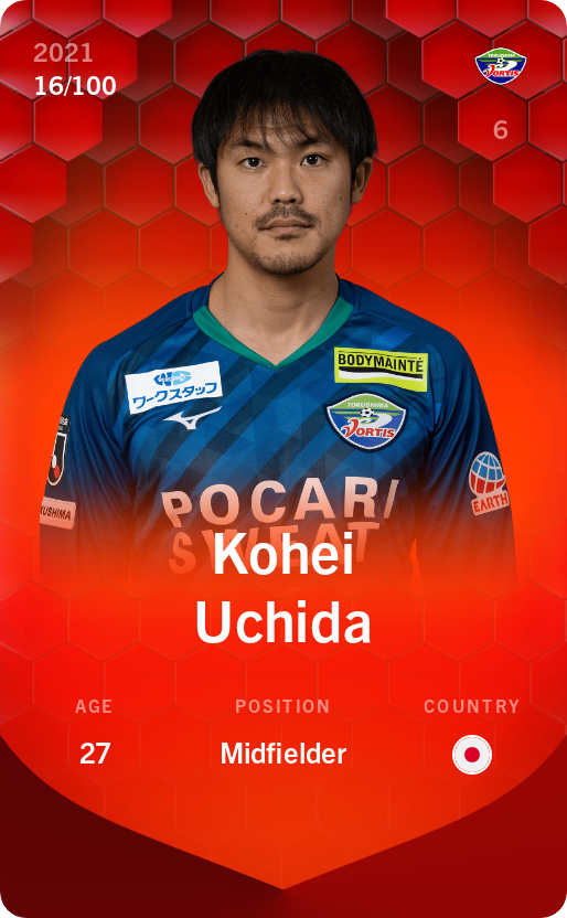 Sorare - Sorare Official - Kohei Uchida 2021-22 • Rare 16/100 - NFT # 98892683978641959378200333264624092472478199678877517313884364909268470236550