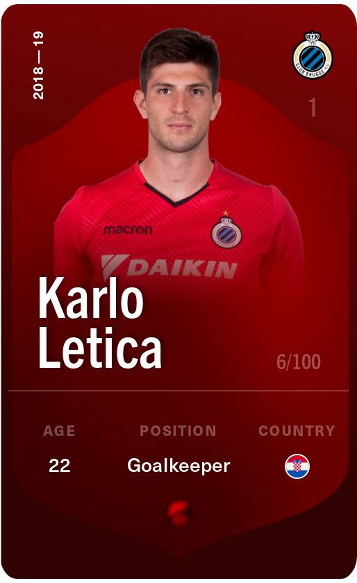 Sorare - Sorare Official - Karlo Letica 2018-19 • Rare 6/100 - NFT # 24694492389097004419700715262039576356676856325542437710252754493255017352248