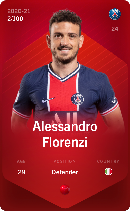 Sorare - Sorare Official - Alessandro Florenzi 2020-21 • Rare 2/100 - NFT # 94170594801056145686206968204499436024646290956580532245644238550465868938935