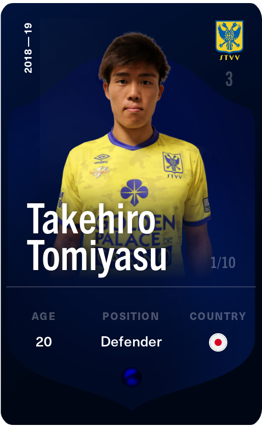 Sorare - Sorare Official - Takehiro Tomiyasu 2018-19 • Super Rare 1/10 - NFT # 36241813290696538906065246591941927438101572188978608116050329270248222939733