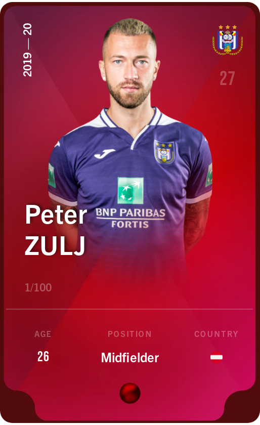 Sorare - Sorare Official - Peter Zulj 2019-20 • Rare 1/100 - NFT # 112265936113483236392070689802136146288429176910293126981959069437863077633391