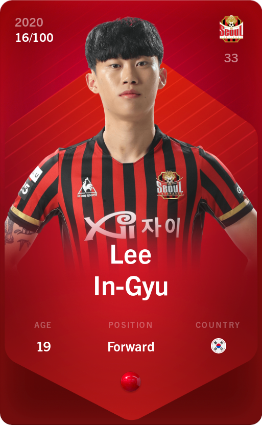 Sorare - Sorare Official - Lee In-Gyu 2020-21 • Rare 16/100 - NFT # 113099514029292087126708378488234944558421189338758950641109526946078369108591