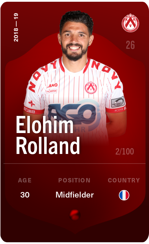 Sorare - Sorare Official - Elohim Rolland 2018-19 • Rare 2/100 - NFT # 54500249278609184106801134069157708442357315425870711663288616964581991325455