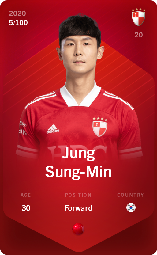 Sorare - Sorare Official - Jung Sung-Min 2020-21 • Rare 5/100 - NFT # 3096000756366038979403393606250949510153536904020876008391428716398130072272