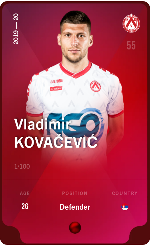 Sorare - Sorare Official - Vladimir Kovačević 2019-20 • Rare 1/100 - NFT # 13577105314385570482291400707937248942331449638641687734208876652818231630863