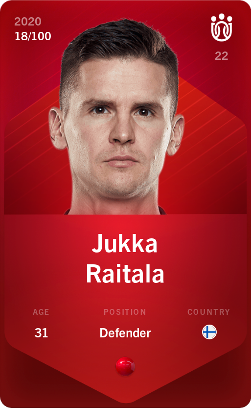 Sorare - Sorare Official - Jukka Raitala 2020-21 • Rare 18/100 - NFT # 9717758232397678166004447483790211850379906998383790197952327990767946144457