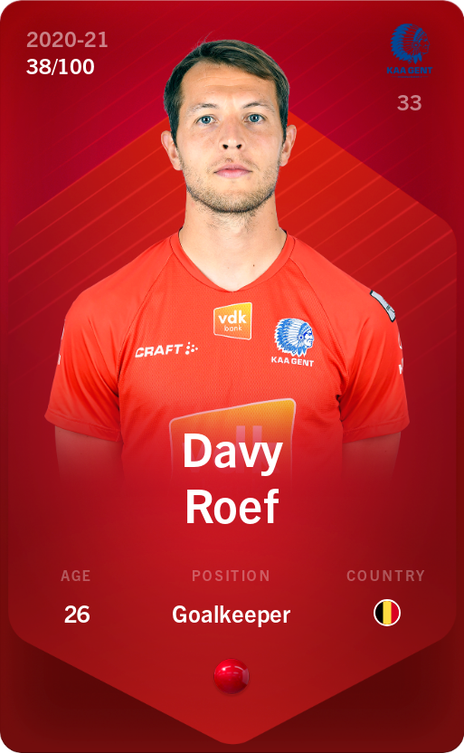 Sorare - Sorare Official - Davy Roef 2020-21 • Rare 38/100 - NFT # 19582773035354192617467678340998033078325056397960864291108294949390756052360