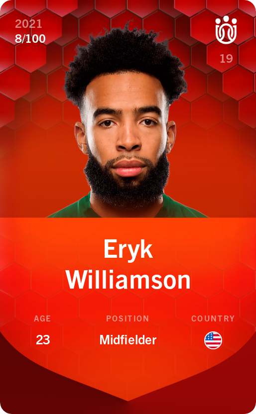 Sorare - Sorare Official - Eryk Williamson 2021-22 • Rare 8/100 - NFT # 75937810778618449864200462884789691991326072894066671121200005604224310437936