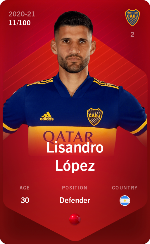 Sorare - Sorare Official - Lisandro López 2020-21 • Rare 11/100 - NFT # 33523002785950465500870686992028904545480306599251428501079738233901276336012
