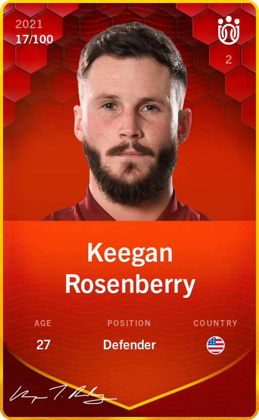 Sorare - Sorare Official - Keegan Rosenberry 2021-22 • Rare 17/100 - NFT # 46211256266365208298265927481342616446396488474719247025718401430458230447791
