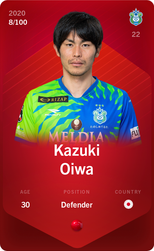 Sorare - Sorare Official - Kazuki Oiwa 2020-21 • Rare 8/100 - NFT # 53843354730188652055718824283791830132749786771145963120858926719233854811058