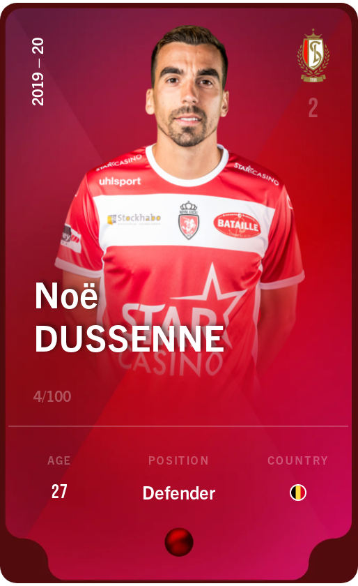 Sorare - Sorare Official - Noë Dussenne 2019-20 • Rare 4/100 - NFT # 94459718448857803802176059021593890343357610429560006413736639271589891744346
