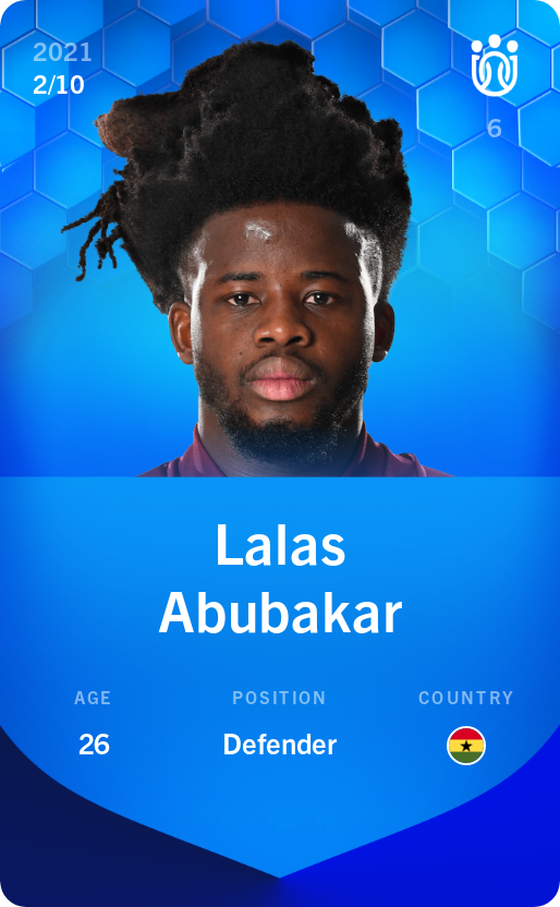 Sorare - Sorare Official - Lalas Abubakar 2021-22 • Super Rare 2/10 - NFT # 71129835283851081760652674721781016689518931710746644461247932897253693603722