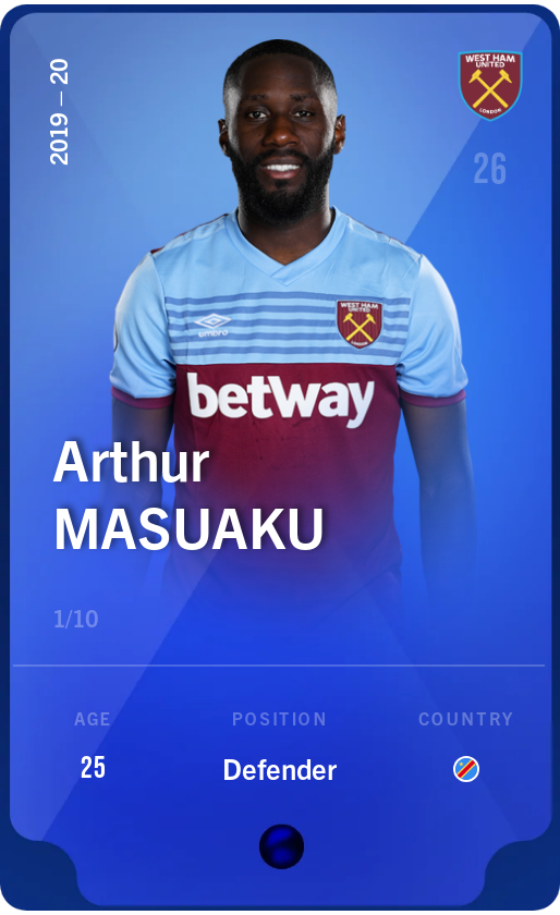 Sorare - Sorare Official - Arthur Masuaku 2019-20 • Super Rare 1/10 - NFT # 928929604170995736650142677772577366844930669080583445291689983981482769043