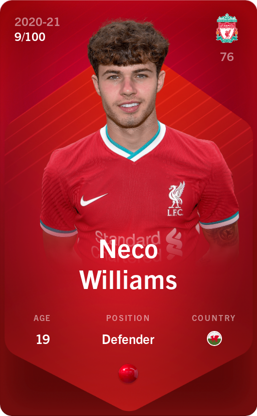 Sorare - Sorare Official - Neco Williams 2020-21 • Rare 9/100 - NFT # 9158123759483725766077503129165156642443020153057417178966915951409022663413