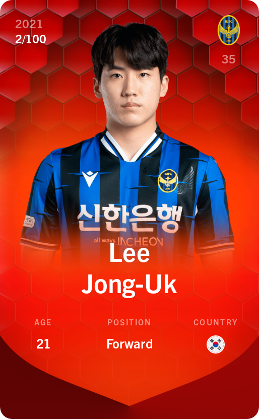 Sorare - Sorare Official - Lee Jong-Uk 2021-22 • Rare 2/100 - NFT # 93482756085823411449096595958330726981408990037460181429584109624161179891432