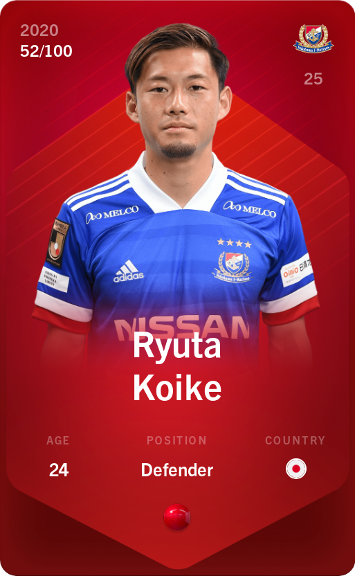 Sorare - Sorare Official - Ryuta Koike 2020-21 • Rare 52/100 - NFT # 37784677705169286927560009351188552511523075756912393521894154921633498752588