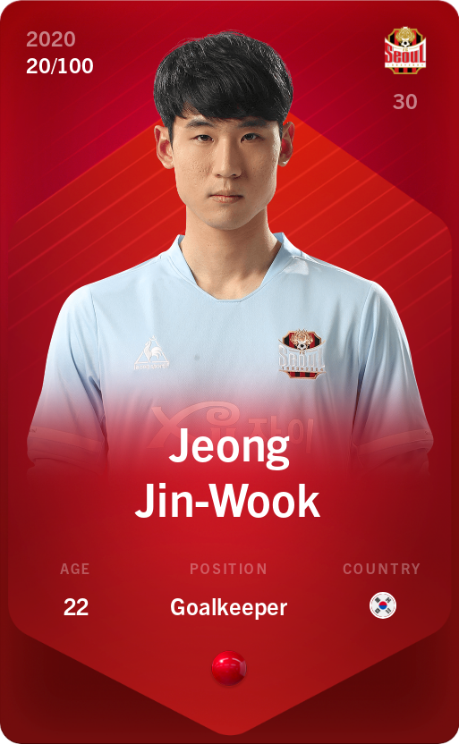 Sorare - Sorare Official - Jeong Jin-Wook 2020-21 • Rare 20/100 - NFT # 74507941564705713539511910732759526089602928234953620168694574938910393020188