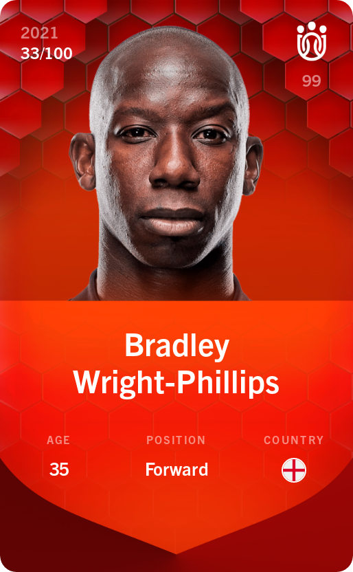 Sorare - Sorare Official - Bradley Wright-Phillips 2021-22 • Rare 33/100 - NFT # 32209414565500884214731399092138408916752191885390979268024699963399352245078