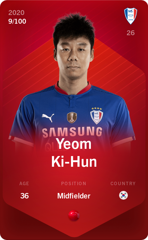 Sorare - Sorare Official - Yeom Ki-Hun 2020-21 • Rare 9/100 - NFT # 33341446820276085405417513810719134088547768508876920778717395840604845869603
