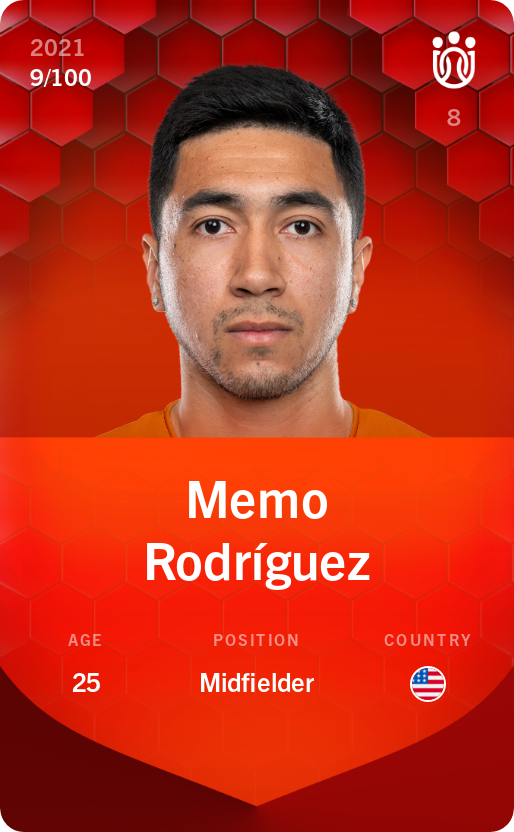 Sorare - Sorare Official - Memo Rodríguez 2021-22 • Rare 9/100 - NFT # 48826380482047311509780960134904842986248817059366591739735762135509603259570