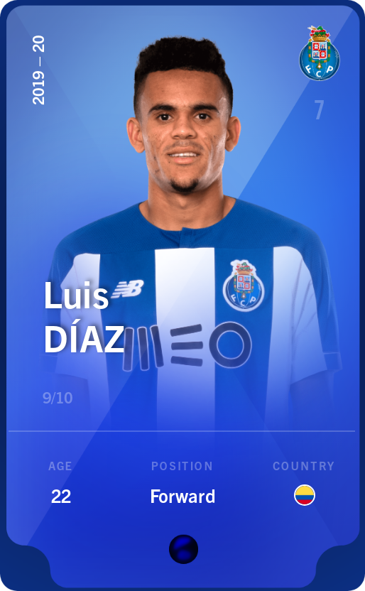 Sorare - Sorare Official - Luis Díaz 2019-20 • Super Rare 9/10 - NFT # 25271232506715298329291688641215624279999316079989183053450923131179787965434