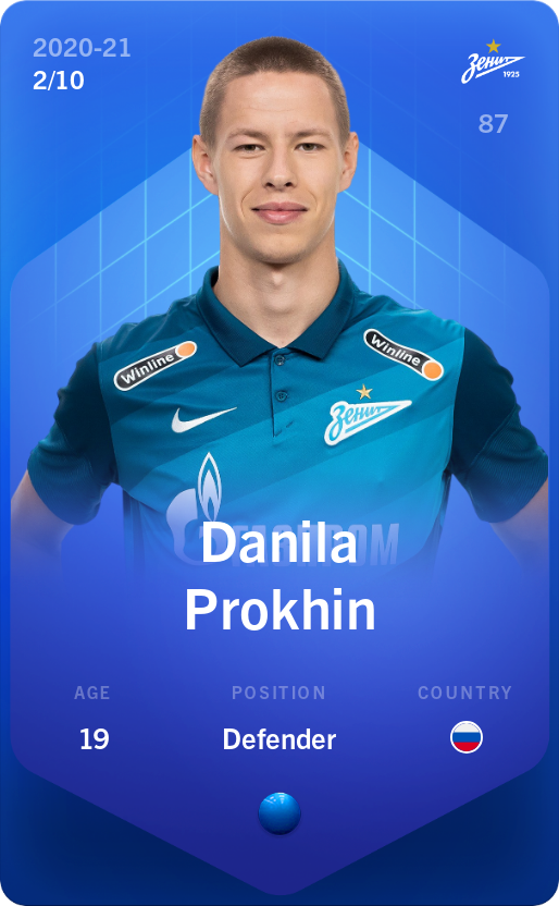 Sorare - Sorare Official - Danila Prokhin 2020-21 • Super Rare 2/10 - NFT # 9753777703677804382219359657011053238351260111646777339938175161792543993840