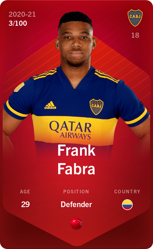 Sorare - Sorare Official - Frank Fabra 2020-21 • Rare 3/100 - NFT # 50168547067488715543628465338351560813158856441893885316322157078771637737220